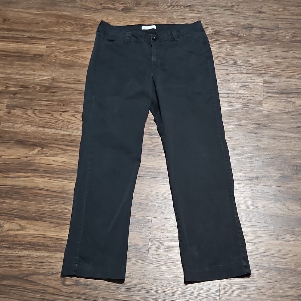 Lee Riders Straight Leg Pants Womens 12 Medium Charcoal Black Stretch Slacks